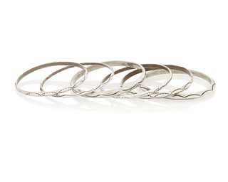 Six Navajo silver bangle bracelets