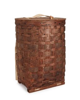 A Northeast oak splint trappers pack basket