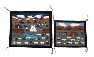 Two Navajo pictorial textiles