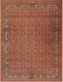 Antique Persian Kashan Rug 13 ft 11 in x 10 ft 2 in (4.24 m x 3.09 m)