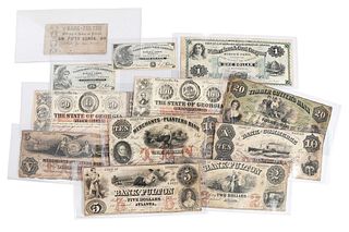 Group of 12 Obsolete Bank Notes, Georgia
