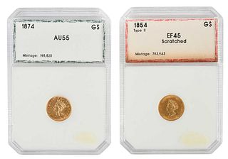 Two $1 Gold Coins, Types II and III