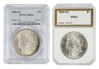 Uncirculated 1880-CC and 1883-CC Morgan Dollars