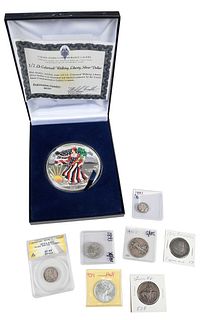 Assorted Coins and Half Troy Pound Silver Medallion 
