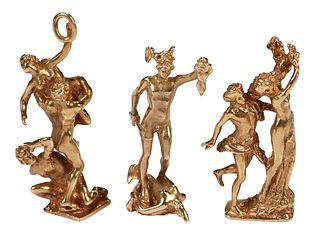 Three Solid 14kt. Gold Neoclassical Figurines