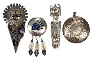 Four Native American Sterling Silver Jewelry