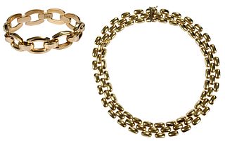 One 14kt Panther Link Necklace and 14kt. Wide Link Bracelet