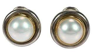 Tiffany & Co. Sterling and 18kt. Paloma Picasso Mabe Pearl Clip On Earrings
