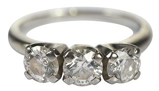 14kt. Three Stone Diamond Ring
