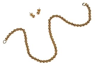 14kt. Gold Bead Necklace and Earrings