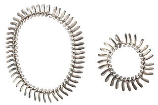 Vintage Georg Jensen Sterling Silver Necklace and Bracelet Set