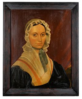 Antique 19th Century American School Portrait of a Caroline Hunt-Cushing Gale