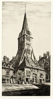 John Taylor Arms (1887-1953) 'Saint Catherine's Belfry, Honfleur, 1932'