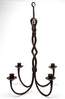 WROUGHT-IRON ARTS AND CRAFTS STYLE CANDLE CHANDELIER