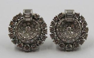 JEWELRY. Vintage Diamond and Platinum Ear Clips.