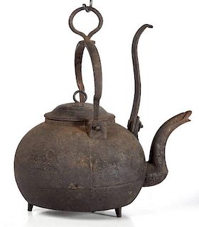 AMERICAN, PROBABLY SOUTH CAROLINA CAST-IRON TILTING KETTLE