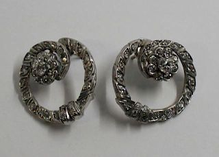 JEWELRY. 14kt White Gold and Diamond Hinged Ear