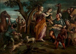 17TH/18TH C. VENETIAN PAINTING OF REBECCA AND ELIEZER