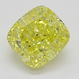 1.24 ct, Natural Fancy Vivid Yellow Even Color, IF, Cushion cut Diamond (GIA Graded), Appraised Value: $74,300 