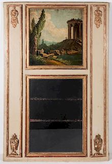 AN EARLY 19TH CENTURY FRENCH TRUMEAU MIRROR