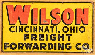 Embossed tin trucking advertising sign