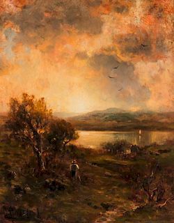 A LATE 19TH CENTURY OIL ON CANVAS LANDSCAPE