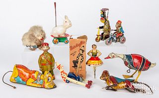 Group of tin lithograph wind-up toys