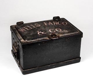 An Antique Cast Iron Safe Box, Lettered 'Wells Fargo & Co.'