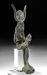 Egyptian Bronze Isis-Hathor w/ Harpokrates