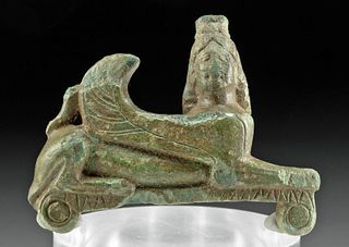 Greek Archaic Bronze Applique Theban Sphinx