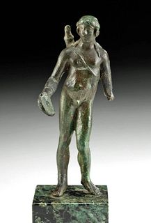 Exhibited Roman Bronze Statue Nude Apollo