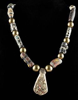 Romano-Egyptian Necklace Millefiori & Mosaic Glass Bead