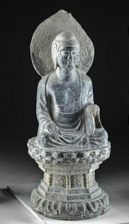 Chinese Tang Dynasty Stone Seated Buddha