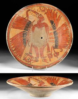 Huge / Published Maya Polychrome Plate, ex-Sotheby's