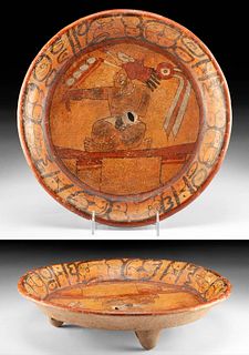 Maya Tripod Bowl w/ Dignitary, Glyphs, Kill Hole