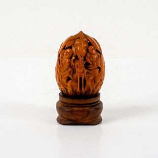 Antique Tibetan Walnut Bodhisattva Sculpture with Cover