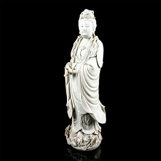 Antique Chinese Blanc de Chine Porcelain Guanyin Sculpture