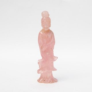 Antique Chinese Rose Quartz Figure of Guanyin