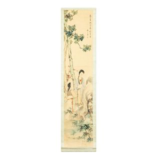 Antique Chinese Painted Silk Scroll Signed