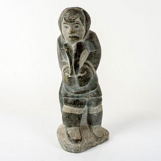 Signed Hand-Carved Inuit Soapstone Sculpture