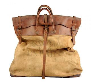 Large Wells Fargo Leather & Canvas Bag.
