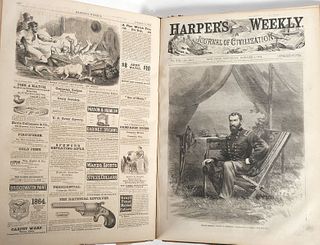 Four Bound Civil War Volumes of Harper's Weekly