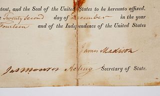 JAMES MADISON, Signed Document as President