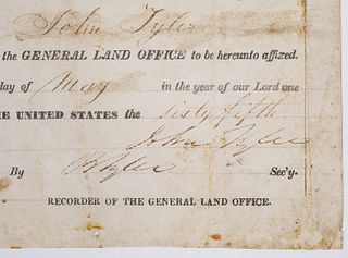 [JOHN TYLER] Signed Land Grant