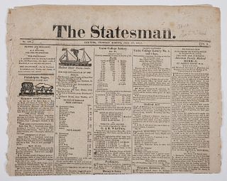 War of 1812 NY Statesman Newspaper