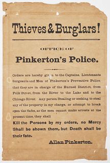 [ALLEN PINKERTON] 1871 Broadside Poster
