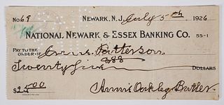 ANNIE OAKLEY Signed Check, 1926