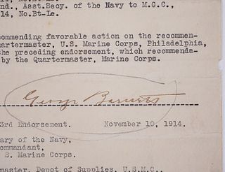 Marine Corps WWI Document, FDR Initialed