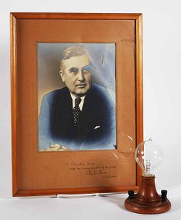 [Thomas Edison] 1929 Lightbulb, Signed Photo