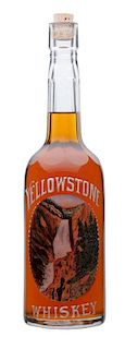 Yellowstone Whiskey Enameled Back Bar Bottle.